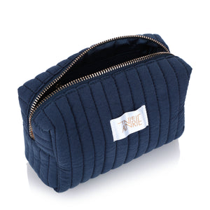 shoptannerie Navy Blue Cotton Cosmetic Bag - shoptannerie